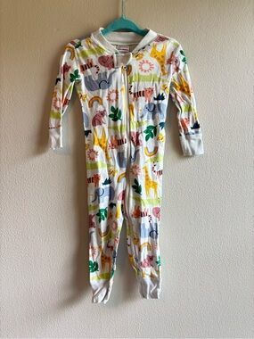 Hanna Andersson Full Zip Pajamas with Rainbow Safari Animal Print Organic Cotton
